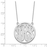 10K White Gold Etched Round Monogram Necklace view 2