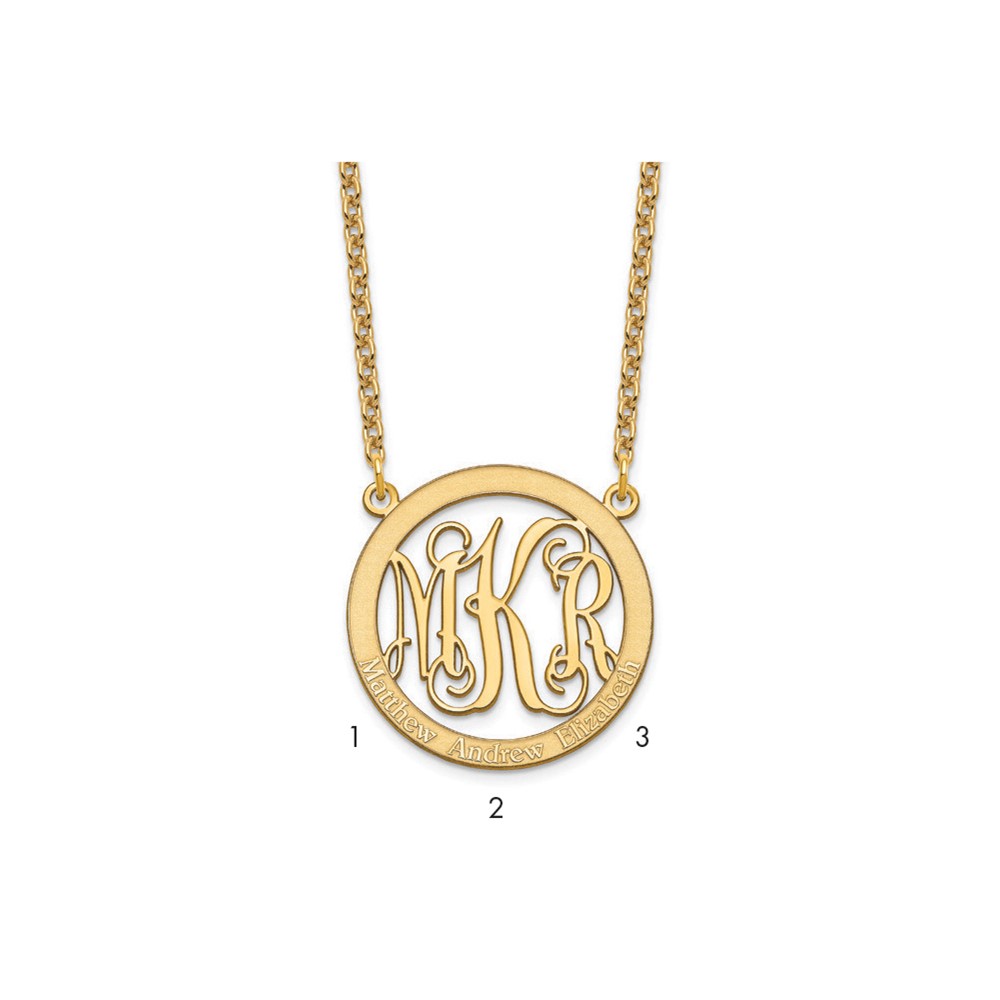 Sterling Silver Gold-plated Small Family Monogram Necklace