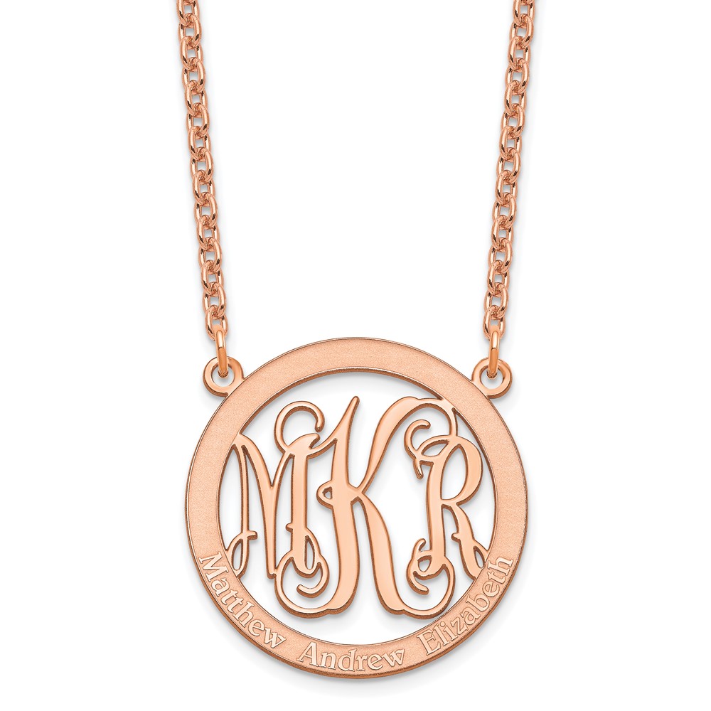 Sterling Silver/Rose-plated Small Family Monogram Necklace