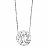 Sterling Silver Rhodium-plated Small Family Monogram Necklace view 3