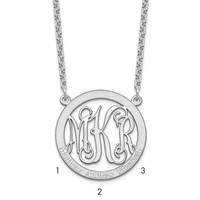 Sterling Silver Rhodium-plated Small Family Monogram Necklace view 1