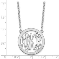 Sterling Silver Rhodium-plated Small Family Monogram Necklace view 4