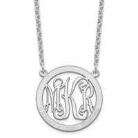 Sterling Silver Rhodium-plated Small Family Monogram Necklace view 2