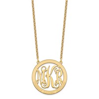 Sterling Silver Gold-plated Large Family Monogram Necklace view 3
