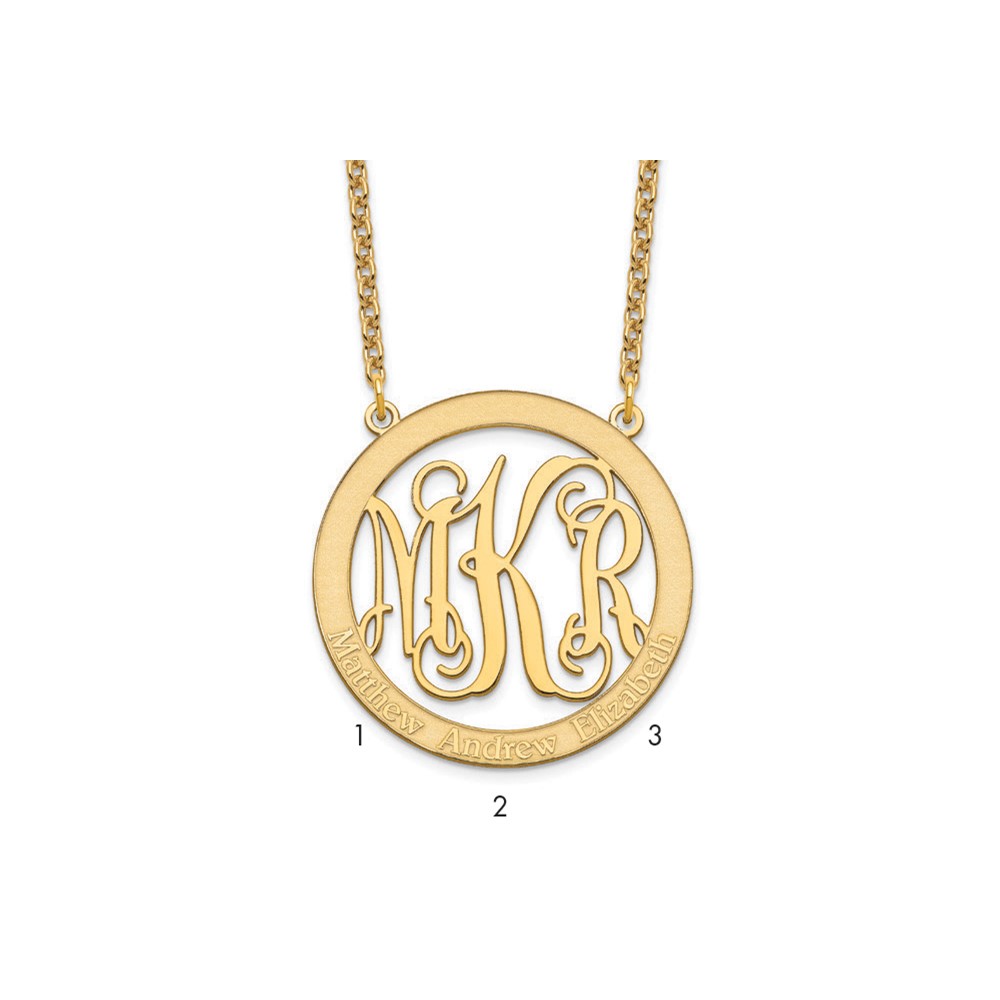 Sterling Silver Gold-plated Large Family Monogram Necklace