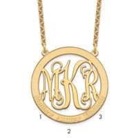 Sterling Silver Gold-plated Large Family Monogram Necklace view 1