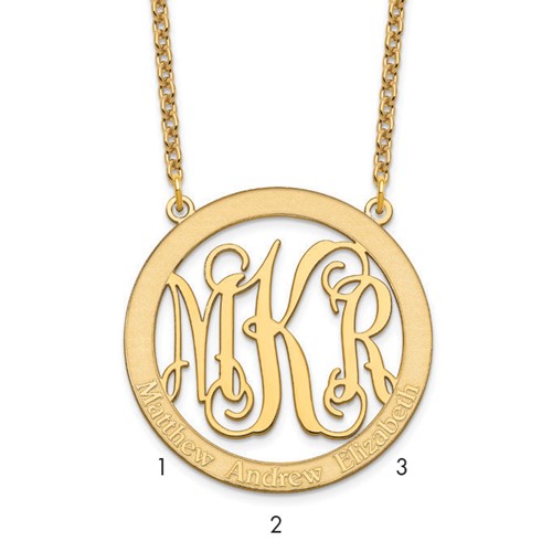 Sterling Silver Gold-plated Large Family Monogram Necklace