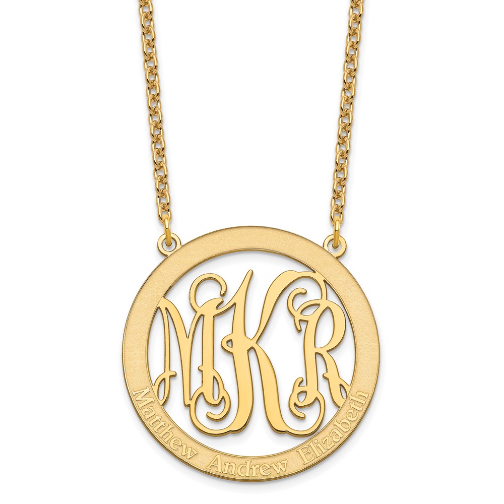 Sterling Silver/Gold-plated Large Family Monogram Necklace