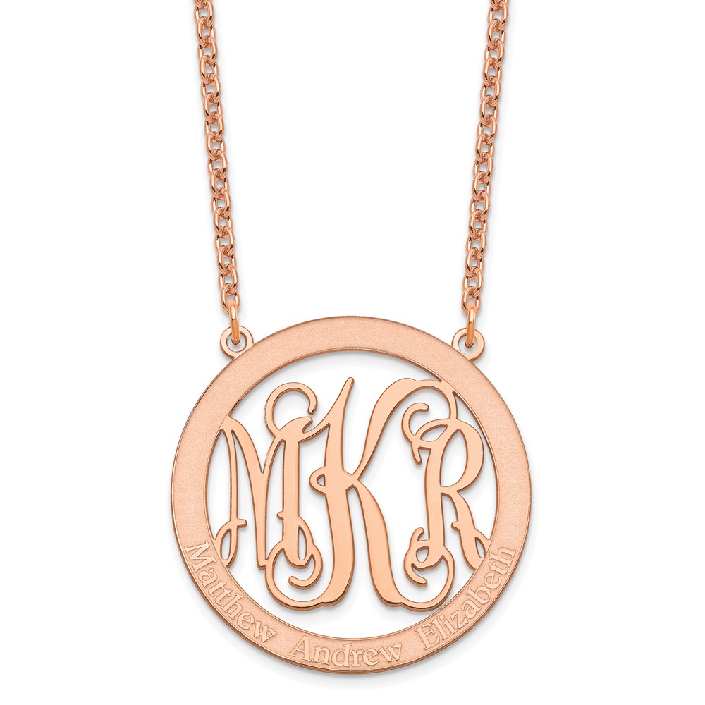 Sterling Silver/Rose-plated Large Family Monogram Necklace