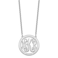Sterling Silver Rhodium-plated Large Family Monogram Necklace view 3