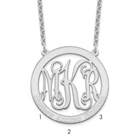 Sterling Silver Rhodium-plated Large Family Monogram Necklace view 1