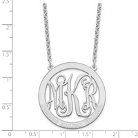 Sterling Silver Rhodium-plated Large Family Monogram Necklace view 4
