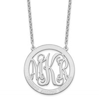 Sterling Silver Rhodium-plated Large Family Monogram Necklace view 2