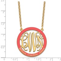 SSilver Gold-plated Large Family Monogram Necklace with Epoxy view 4