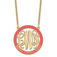 SSilver Gold-plated Large Family Monogram Necklace with Epoxy view 2