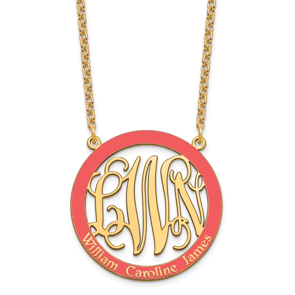 Sterling Silver/Gold-plated Large Epoxied Family Monogram Necklace