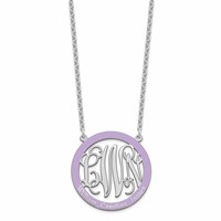 SSilver Rhodium-plated Large Family Monogram Necklace with Epoxy view 3