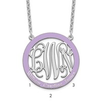 SSilver Rhodium-plated Large Family Monogram Necklace with Epoxy view 1