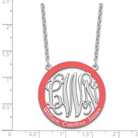 SSilver Rhodium-plated Large Family Monogram Necklace with Epoxy view 4