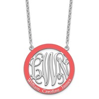 SSilver Rhodium-plated Large Family Monogram Necklace with Epoxy view 2