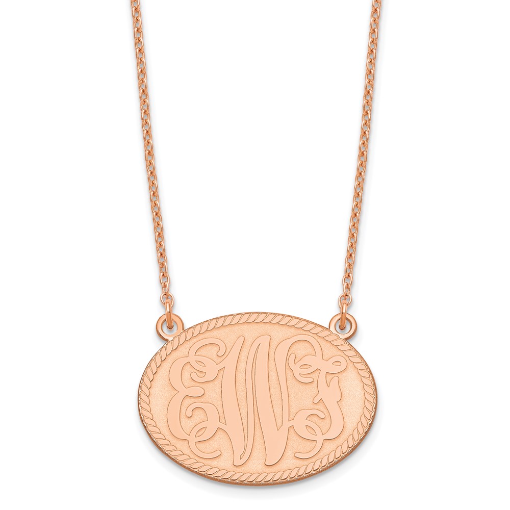 Sterling Silver/Rose-plated Small Brushed Monogram Necklace