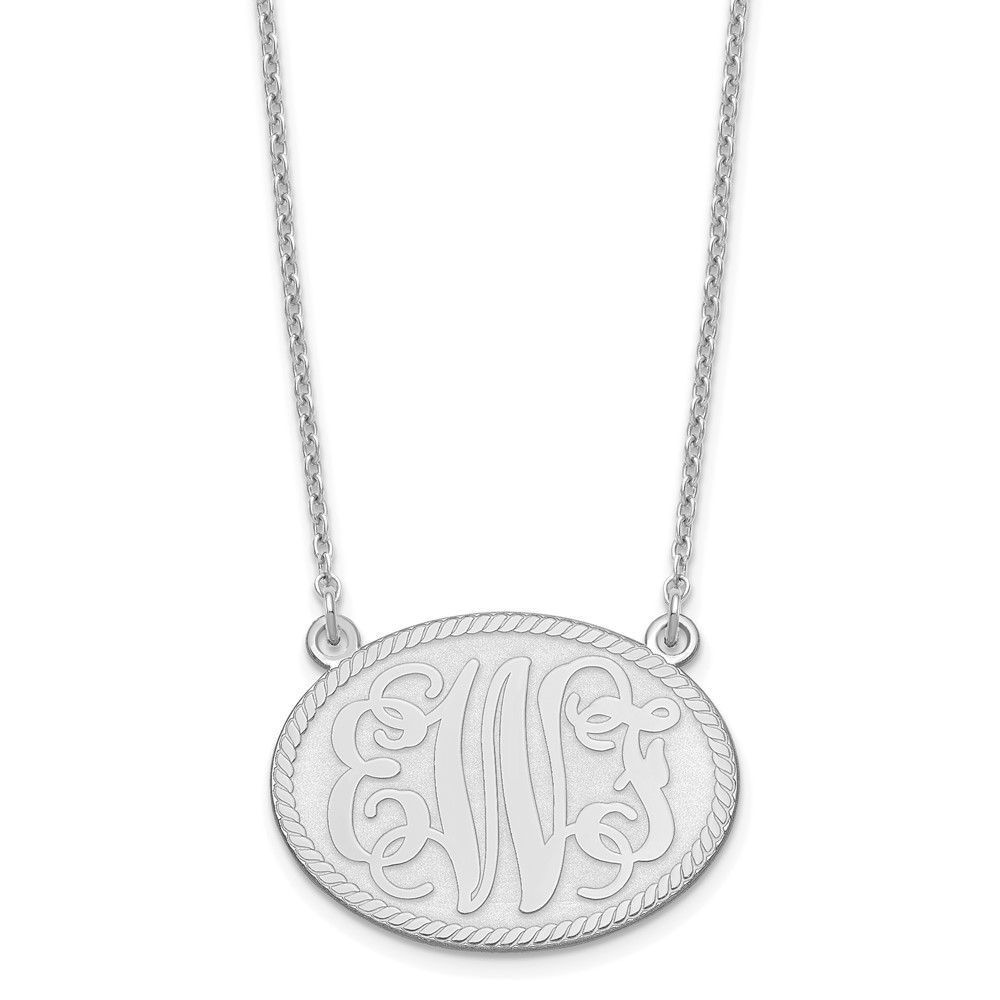 Sterling Silver/Rhodium-plated Small Brushed Monogram Necklace