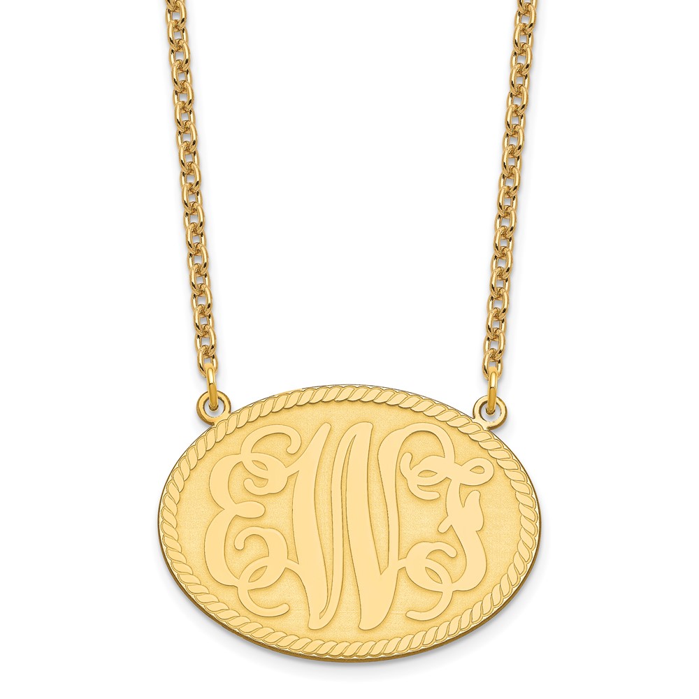 Sterling Silver/Gold-plated Large Brushed Monogram Necklace