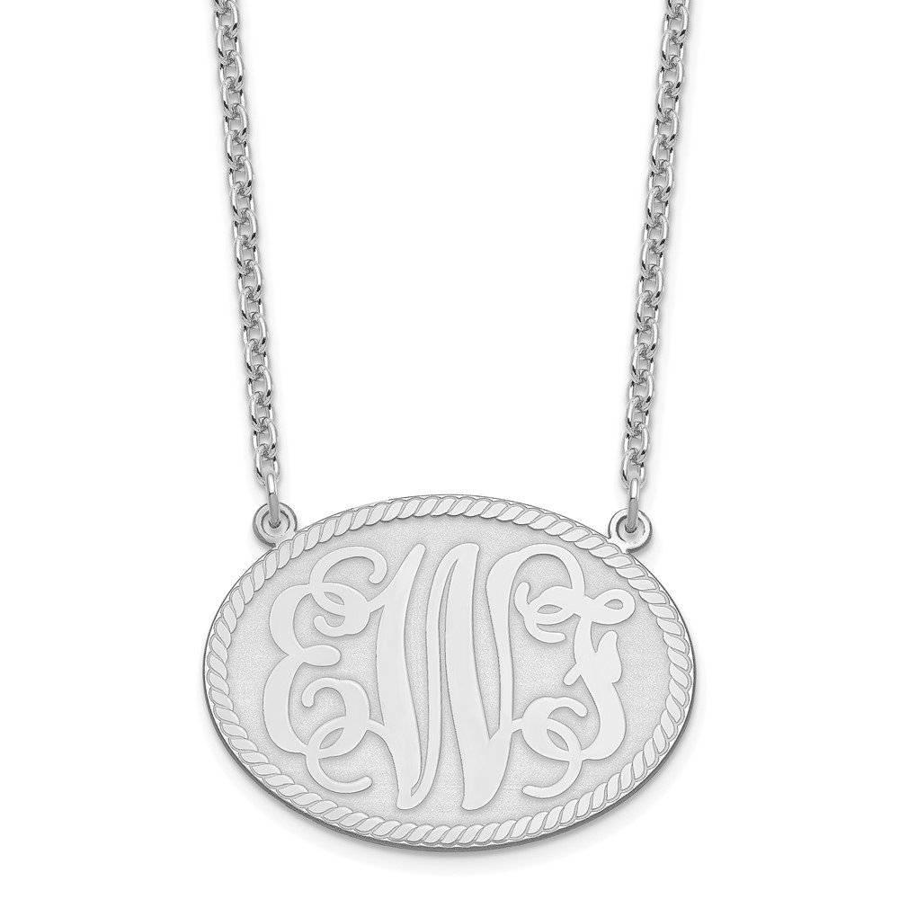 Sterling Silver/Rhodium-plated Large Brushed Monogram Necklace