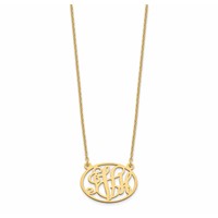 Sterling Silver Gold-plated Oval Monogram Necklace view 2