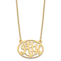 Sterling Silver Gold-plated Oval Monogram Necklace view 1