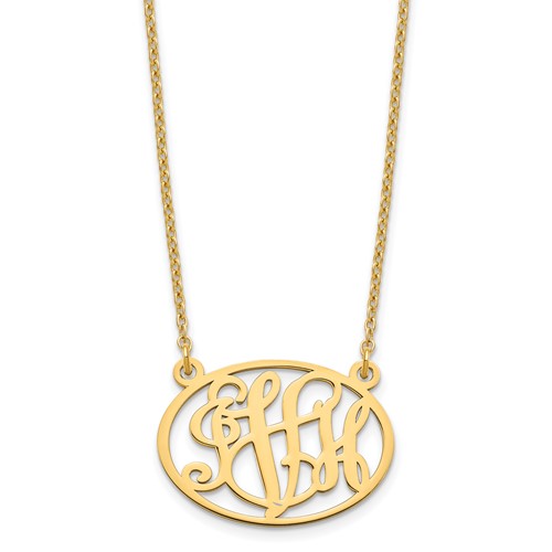 Sterling Silver Gold-plated Oval Monogram Necklace