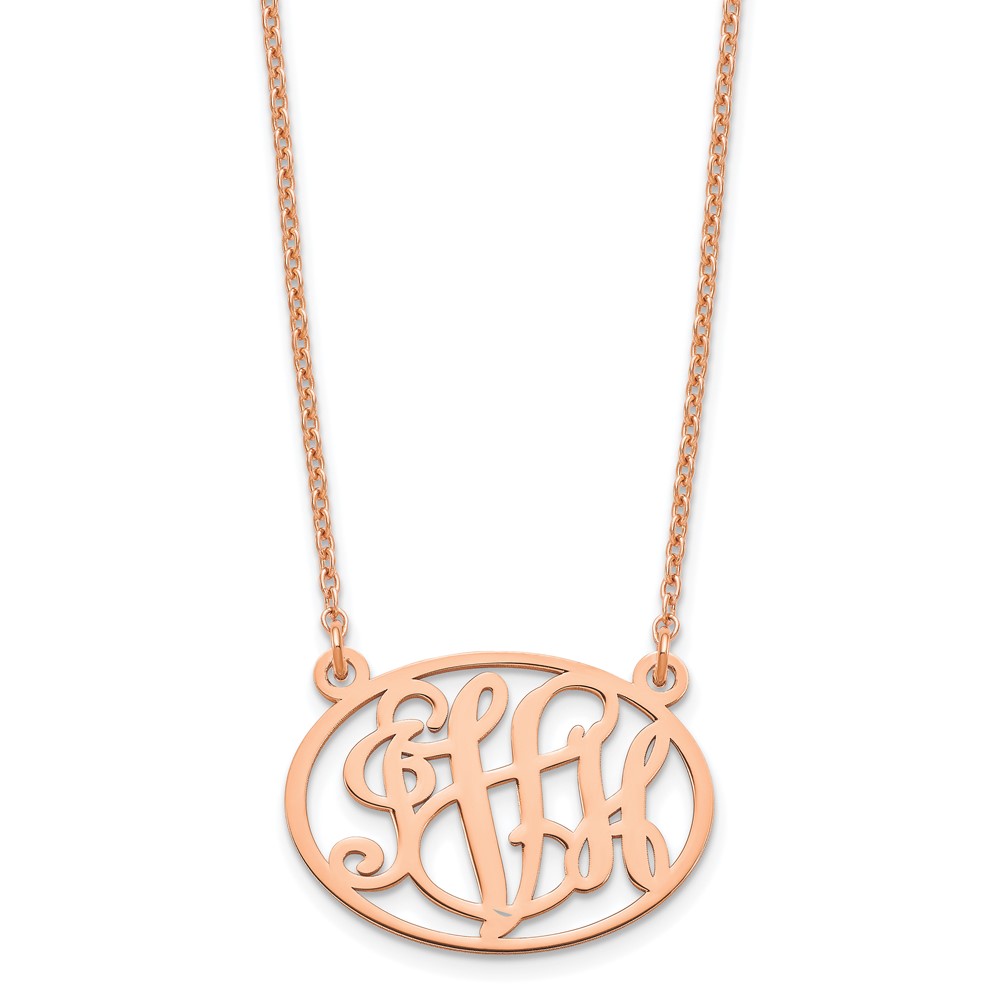 Sterling Silver/Rose-plated Oval Monogram Necklace