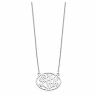Sterling Silver Rhodium-plated Oval Monogram Necklace view 2