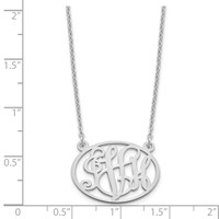 Sterling Silver Rhodium-plated Oval Monogram Necklace view 3