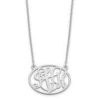Sterling Silver Rhodium-plated Oval Monogram Necklace view 1