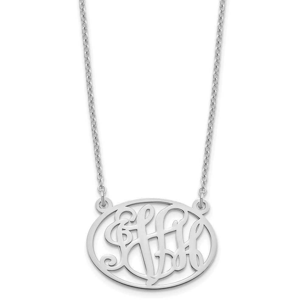 Sterling Silver/Rhodium-plated Oval Monogram Necklace