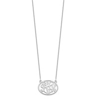 14K White Gold Oval Monogram Necklace view 2