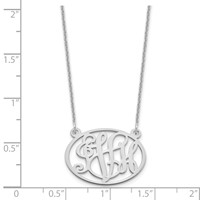 14K White Gold Oval Monogram Necklace view 3