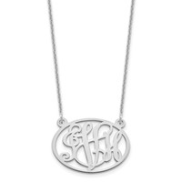 14K White Gold Oval Monogram Necklace view 1