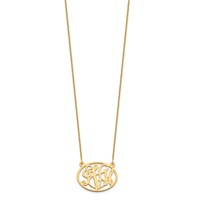 14K Yellow Gold Oval Monogram Necklace view 2