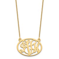 14K Yellow Gold Oval Monogram Necklace view 1