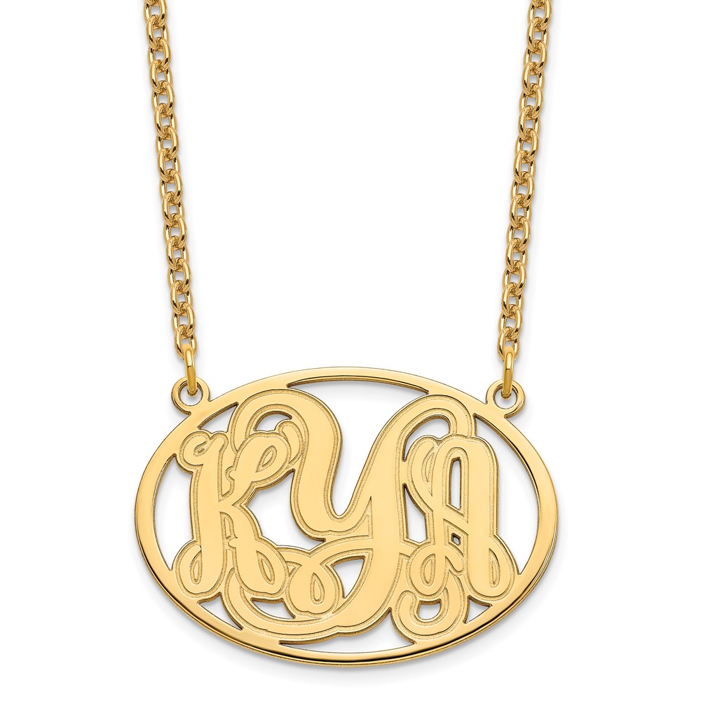 Sterling Silver/Gold-plated Etched Oval Monogram Necklace