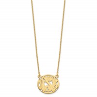 Sterling Silver Gold-plated Etched Oval Monogram Necklace view 2