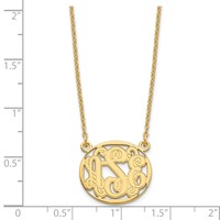 Sterling Silver Gold-plated Etched Oval Monogram Necklace view 3