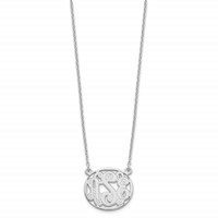 Sterling Silver Rhodium-plated Etched Oval Monogram Necklace view 2