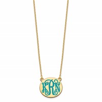 Sterling Silver Gold-plated Small Round Epoxy Monogram Necklace view 2