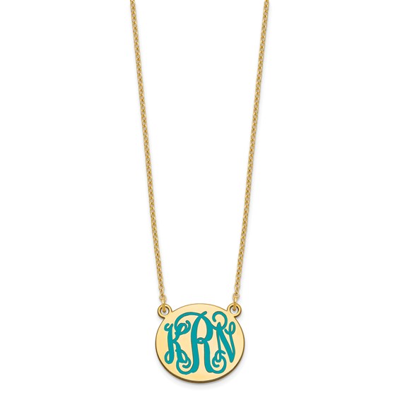  Script Oval Monogram Enameled Letter Monogram Necklaces