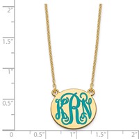 Sterling Silver Gold-plated Small Round Epoxy Monogram Necklace view 3