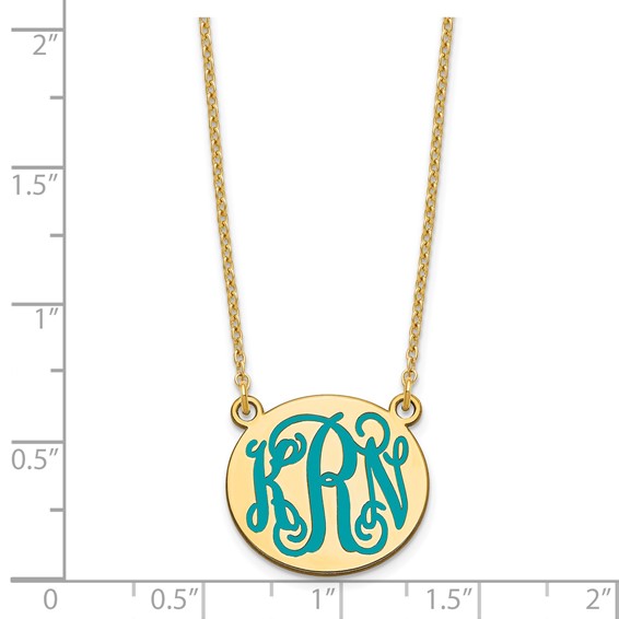  Script Oval Monogram Enameled Letter Monogram Necklaces