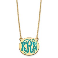 Sterling Silver Gold-plated Small Round Epoxy Monogram Necklace view 1